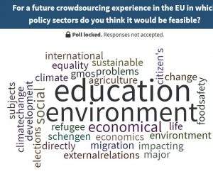 For a future crowdsourcing experience in which policy sectors would it be feasible?