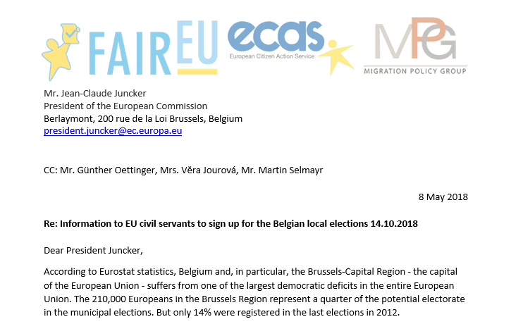 ECAS Signs Letter to EU Leaders to Encourage EU Mobile Citizens to Vote in Local Elections